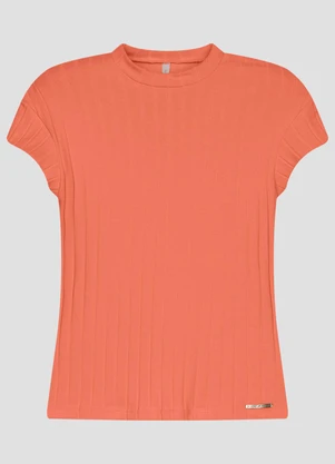 Cereja Rosa - Blusa Feminina Cotton Canelado Laranja - CEREJA ROSA