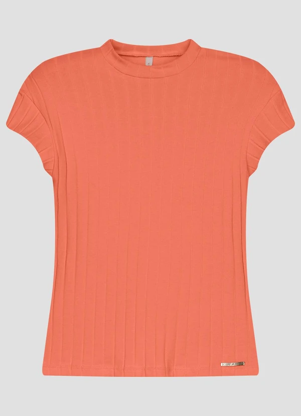 Cereja Rosa - Blusa Feminina Cotton Canelado Laranja