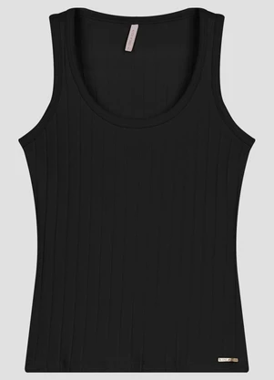 Cereja Rosa - Blusa Feminina Cotton Canelado Preto - CEREJA ROSA