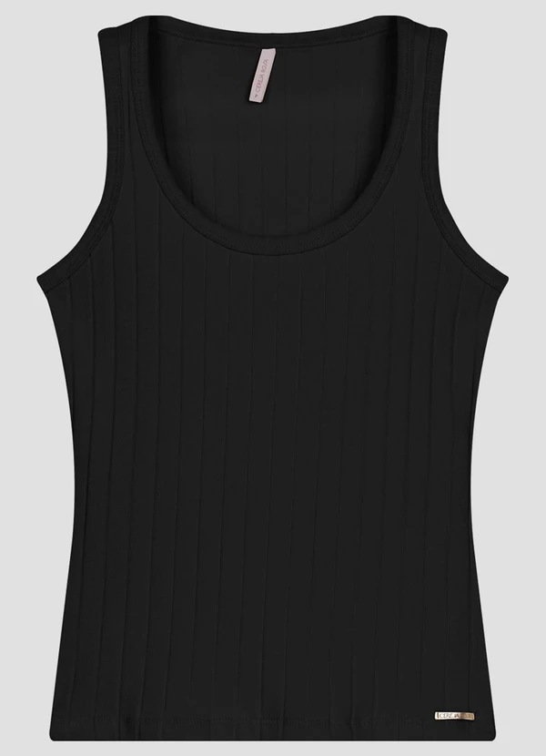 Cereja Rosa - Blusa Feminina Cotton Canelado Preto