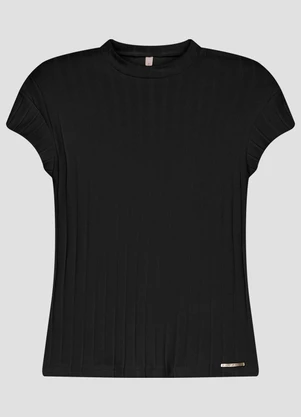 Cereja Rosa - Blusa Feminina Cotton Canelado Preto - CEREJA ROSA