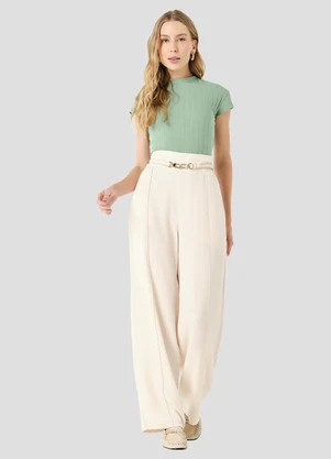 Cereja Rosa - Blusa Feminina Cotton Canelado Verde - CEREJA ROSA