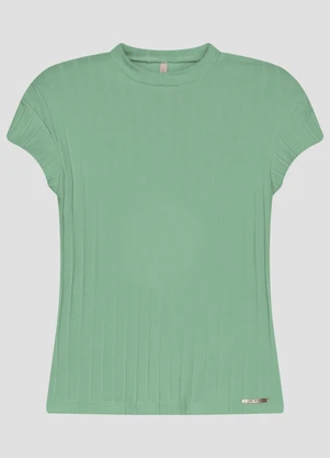 Cereja Rosa - Blusa Feminina Cotton Canelado Verde - CEREJA ROSA