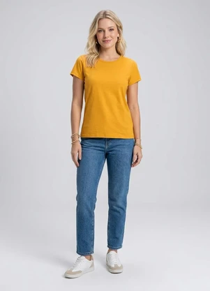 Rovitex - Blusa Feminina Cotton Leve Básica Amarelo - ROVITEX
