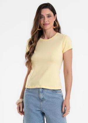 Rovitex - Blusa Feminina Cotton Leve Básica Amarelo - ROVITEX