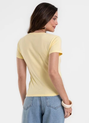 Rovitex - Blusa Feminina Cotton Leve Básica Amarelo - ROVITEX
