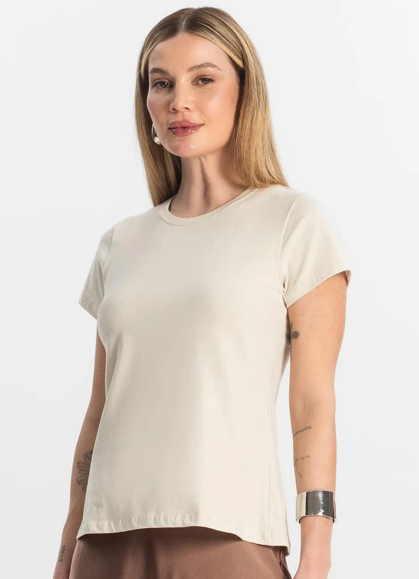 Rovitex - Blusa Feminina Cotton Leve Básica Bege