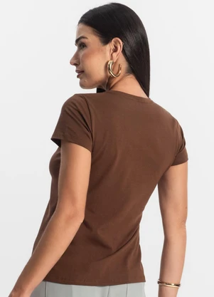 Rovitex - Blusa Feminina Cotton Leve Básica Marrom - ROVITEX