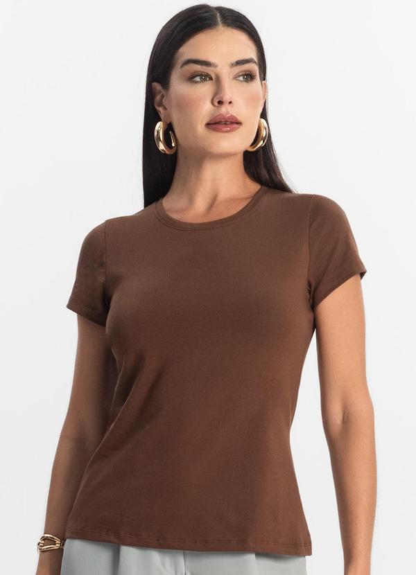 Rovitex - Blusa Feminina Cotton Leve Básica Marrom