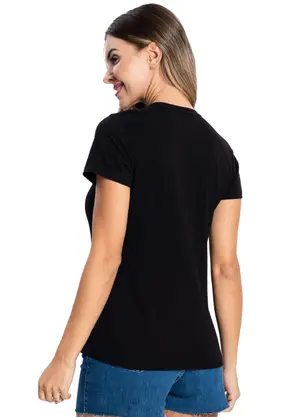 Rovitex - Blusa Feminina Cotton Leve Básica Preto - ROVITEX