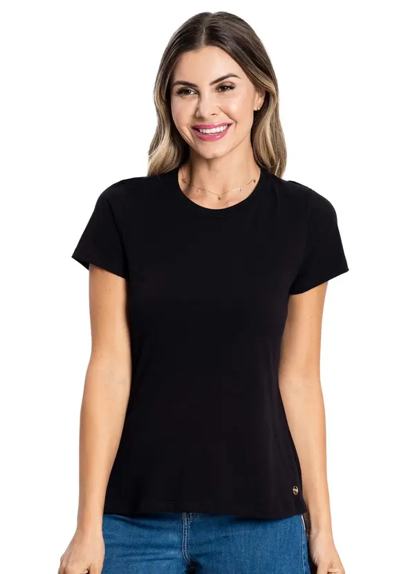 Rovitex - Blusa Feminina Cotton Leve Básica Preto