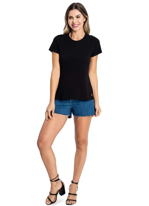 Rovitex - Blusa Feminina Cotton Leve Básica Preto 3