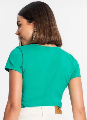 Rovitex - Blusa Feminina Cotton Leve Básica Verde - ROVITEX
