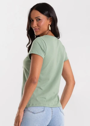 Rovitex - Blusa Feminina Cotton Leve Básica Verde - ROVITEX