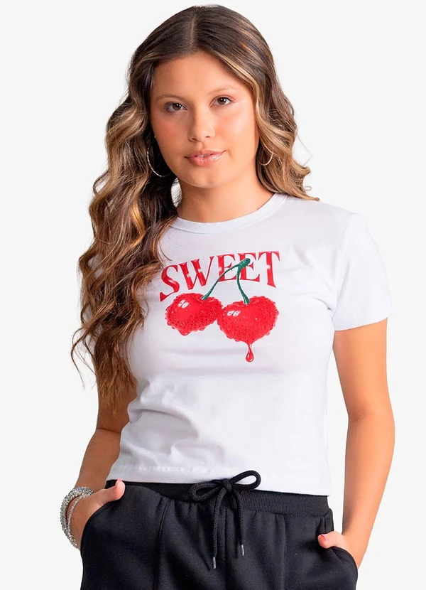 Minty - Blusa Feminina Cotton Leve e Estampa Branco