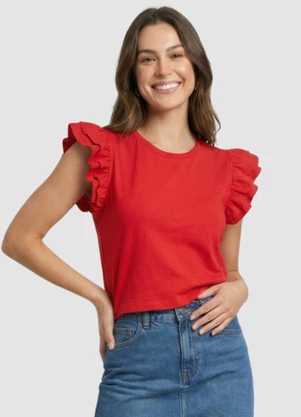 Yends Fashion - Blusa Feminina Cottonmanga Babado Vermelho - YENDS FASHION