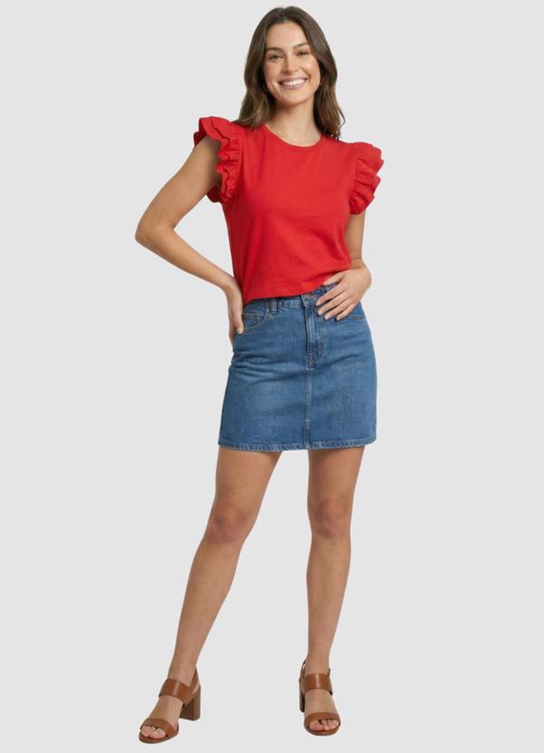 Yends Fashion - Blusa Feminina Cottonmanga Babado Vermelho 3