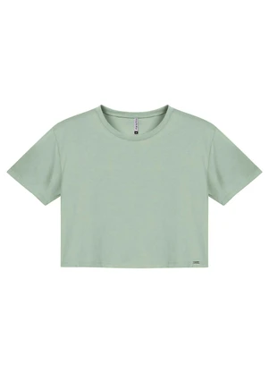Marialícia - Blusa Feminina Cropped Básica Verde - MARIALÍCIA