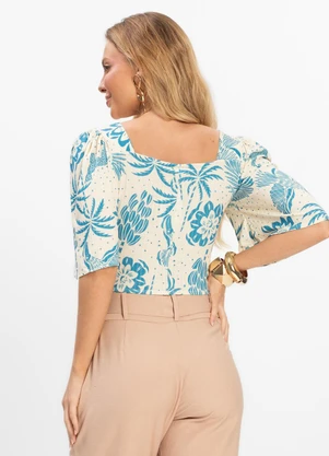 Rovitex - Blusa Feminina Cropped Canelado Azul - ROVITEX