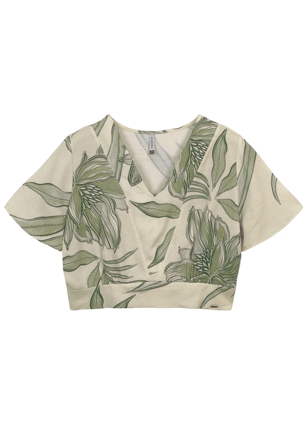 Marialícia - Blusa Feminina Cropped Decote V Verde