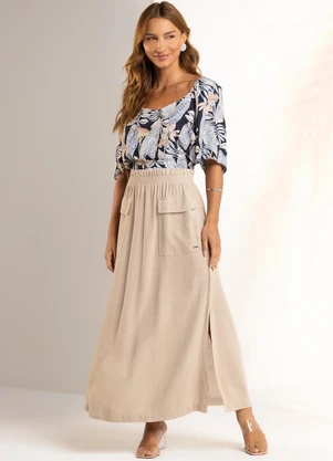 Marialícia - Blusa Feminina Cropped Estampada Azul - MARIALÍCIA