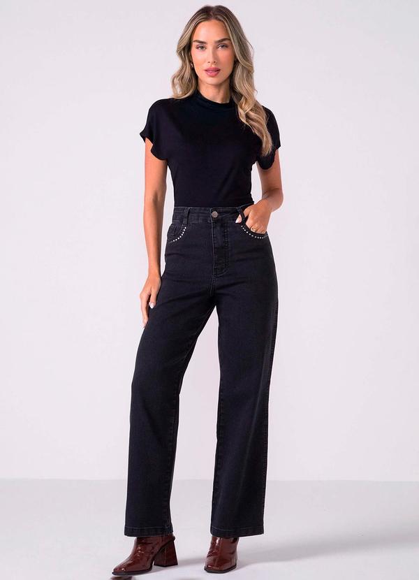 Marialícia - Blusa Feminina Curta Gola Alta Preto 2