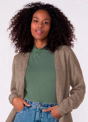 Marialícia - Blusa Feminina Curta Gola Alta Verde - MARIALÍCIA