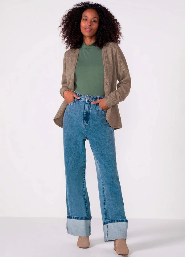 Marialícia - Blusa Feminina Curta Gola Alta Verde 2