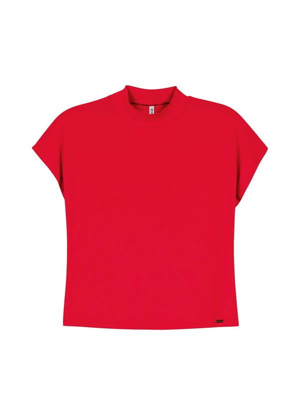 Marialícia - Blusa Feminina Curta Gola Alta Vermelho 1