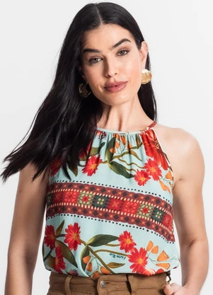 Infinita Cor - Blusa Feminina de Alça Azul - INFINITA COR