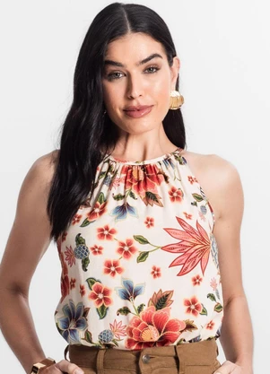 Infinita Cor - Blusa Feminina de Alça Bege - INFINITA COR