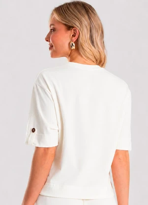 Rovitex - Blusa Feminina de Manga Curta Bege - ROVITEX