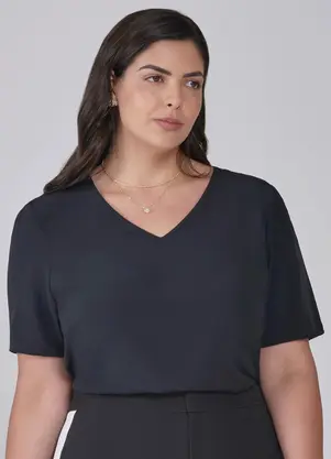 Principessa - Blusa Feminina Preta de Manga Curta Nilda - PRINCIPESSA