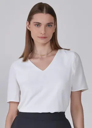 Principessa - Blusa Feminina Off White de Manga Curta Nubia - PRINCIPESSA