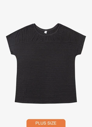 Infinita Cor - Blusa Feminina de Viscose Plus Size Preto - INFINITA COR