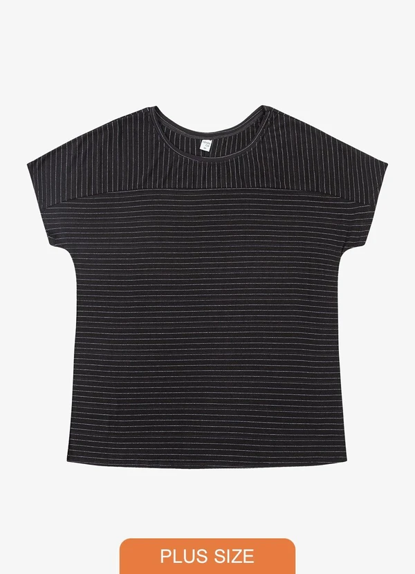 Infinita Cor - Blusa Feminina de Viscose Plus Size Preto