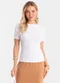 Rovitex - Blusa Feminina Decote Canoa Básica Ribana Branco - variação: Branco