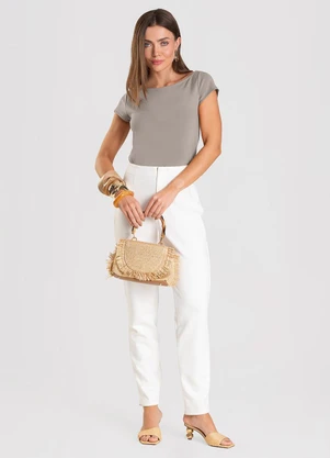 Dianna - Blusa Feminina Decote Canoa Cinza - DIANNA