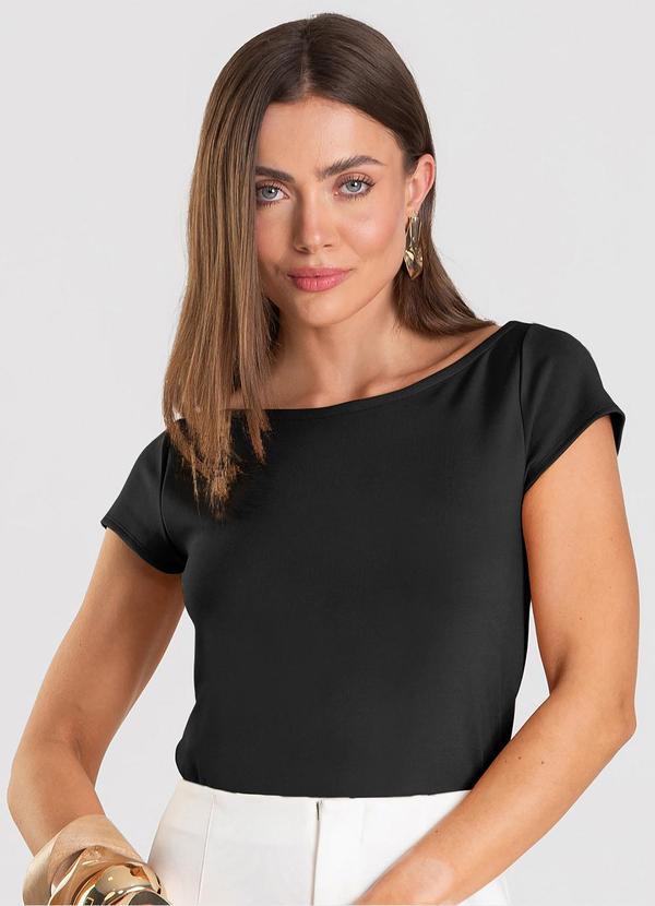 Dianna - Blusa Feminina Decote Canoa Preto