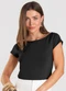 Dianna - Blusa Feminina Decote Canoa Marrom - variação: Preto