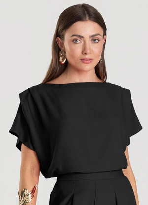 Dianna - Blusa Feminina Decote Canoa Preto - DIANNA