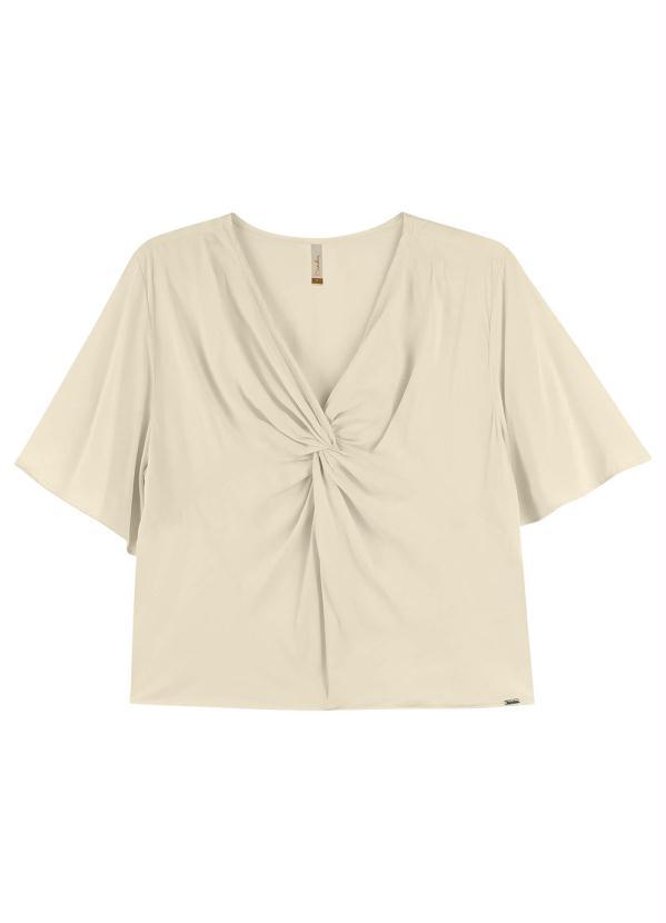 Marialícia - Blusa Feminina Decote com Torção Marialícia Bege 2