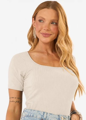 Infinita Cor - Blusa Feminina Decote em U Bege - INFINITA COR
