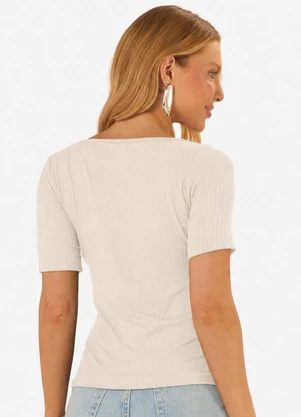 Infinita Cor - Blusa Feminina Decote em U Bege - INFINITA COR