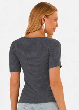 Infinita Cor - Blusa Feminina Decote em U Cinza - INFINITA COR