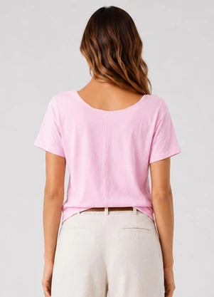 Infinita Cor - Blusa Feminina Decote em V nas Costas Rosa - INFINITA COR