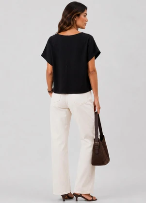 Infinita Cor - Blusa Feminina Decote em V Preto - INFINITA COR