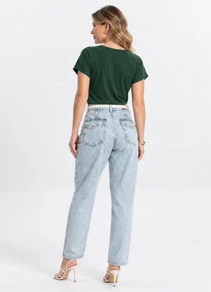 Rovitex - Blusa Feminina Decote em V Viscotorcion Verde - ROVITEX