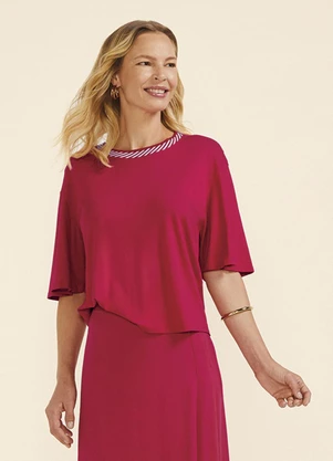 Marialícia - Blusa Feminina Decote Retilínea Vermelho - MARIALÍCIA