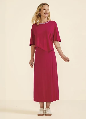 Marialícia - Blusa Feminina Decote Retilínea Vermelho - MARIALÍCIA
